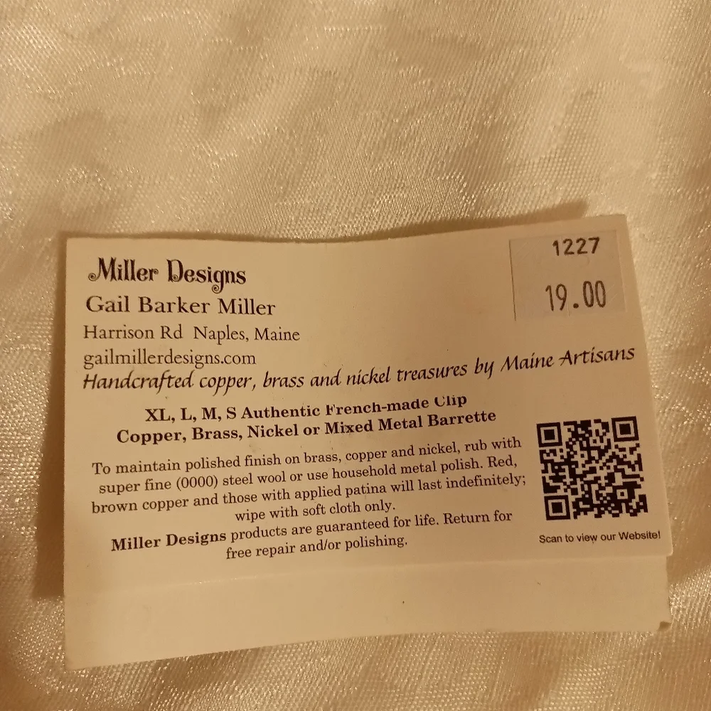 Miller designs NWT silver dollacopper brass nickl hair clip barrette met…